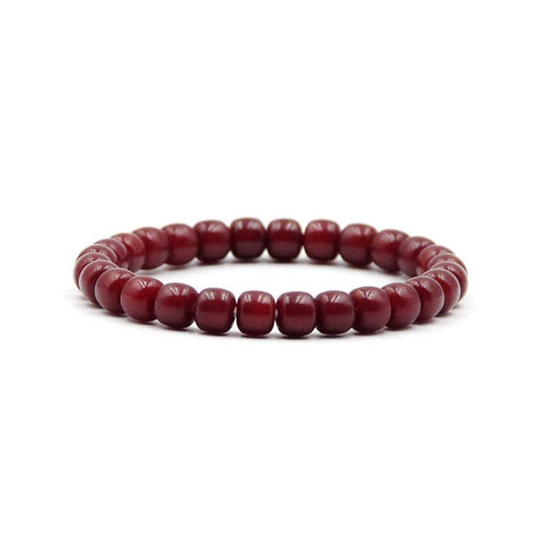 Bodhi Root，Bracelet Bead，Ancient method of cinnabar dyeing