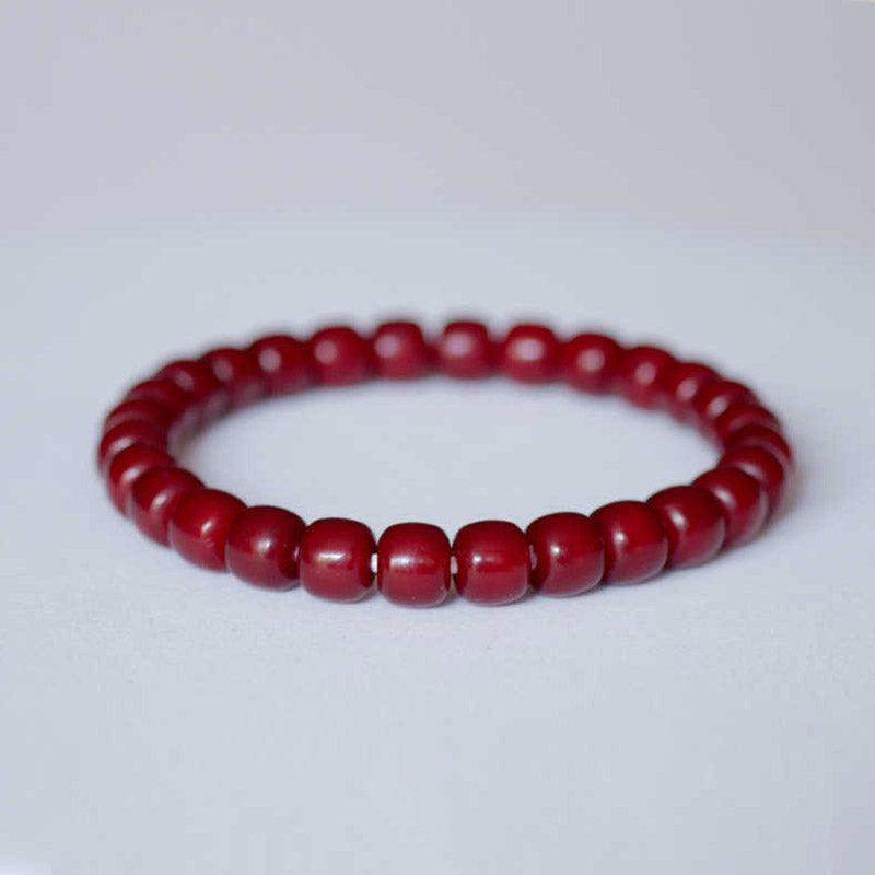 Bodhi Root，Bracelet Bead，Ancient method of cinnabar dyeing