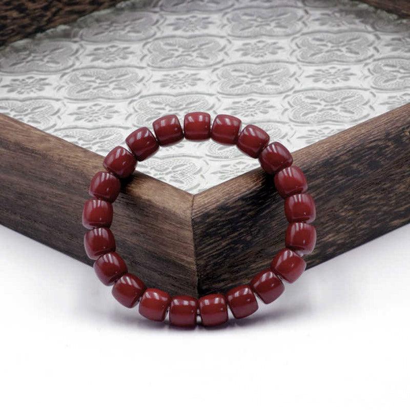 Bodhi Root，Bracelet Bead，Ancient method of cinnabar dyeing