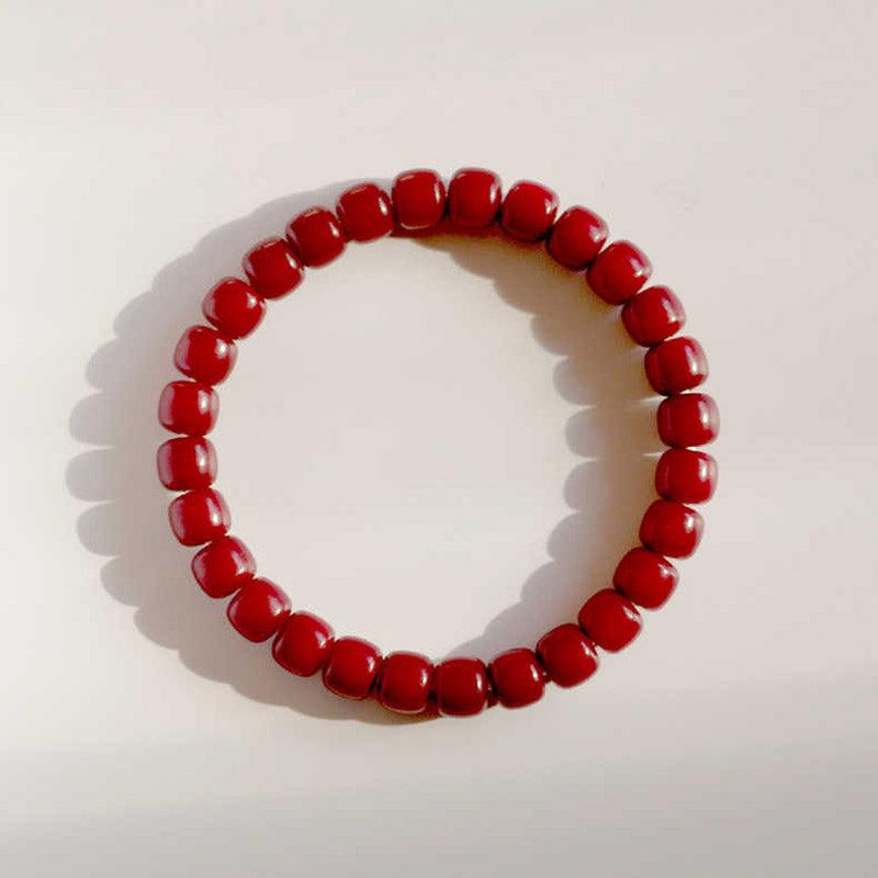 Bodhi Root，Bracelet Bead，Ancient method of cinnabar dyeing